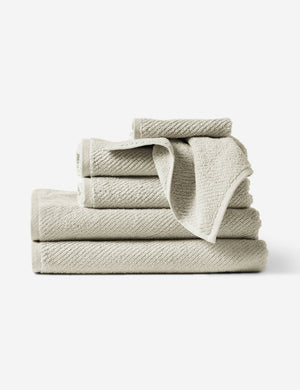 Light gray dune turkish cotton Air Weight Towel Set by Coyuchi