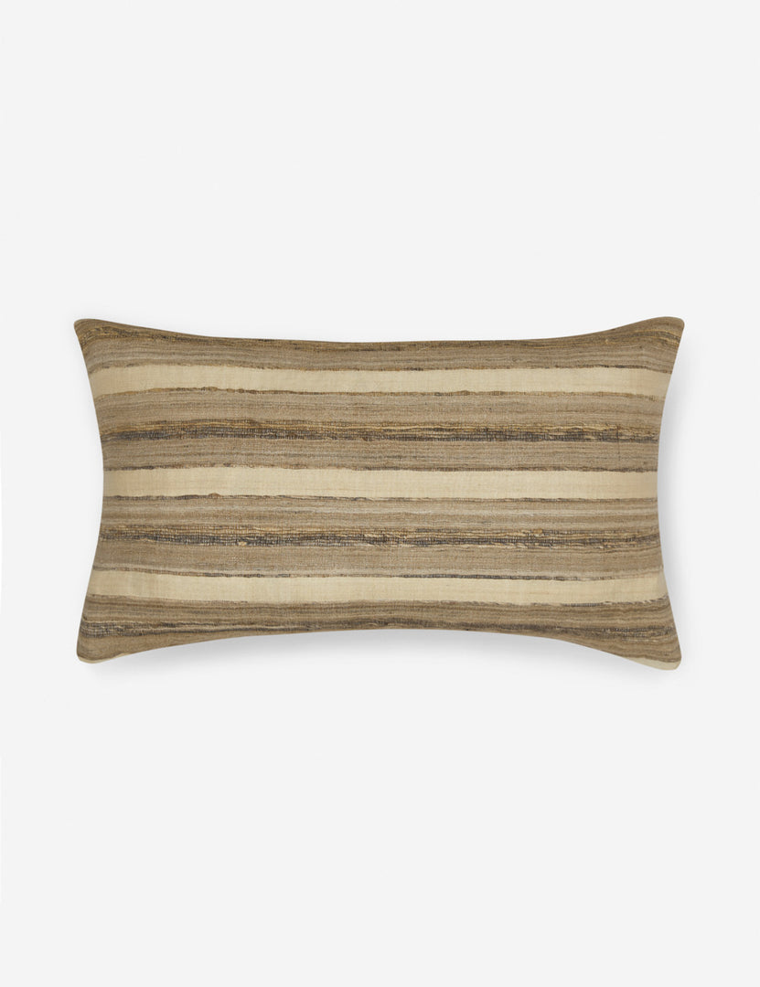 #size::12--x-20- | Danique earth-toned striped silk lumbar throw pillow 