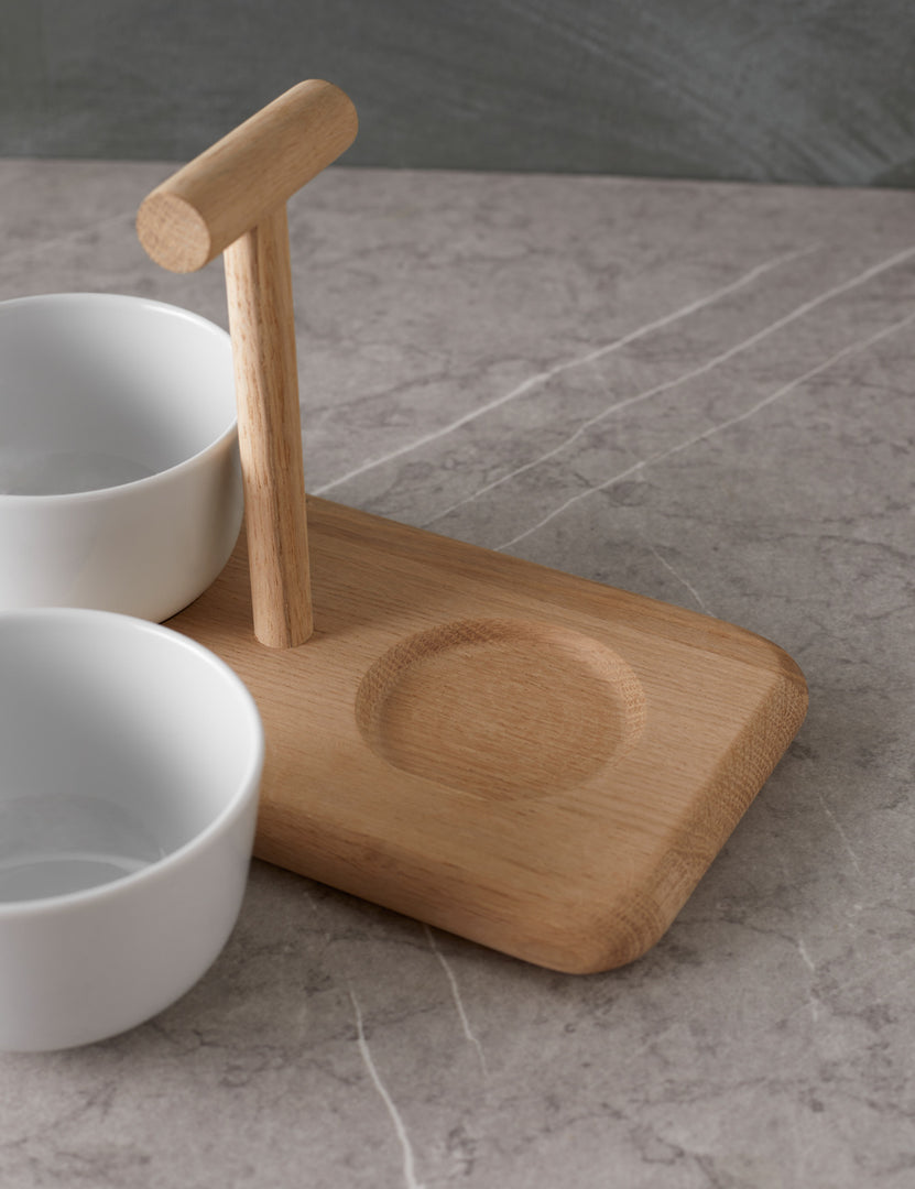 Dine Duo Condiment Set + Oak Base by LSA International