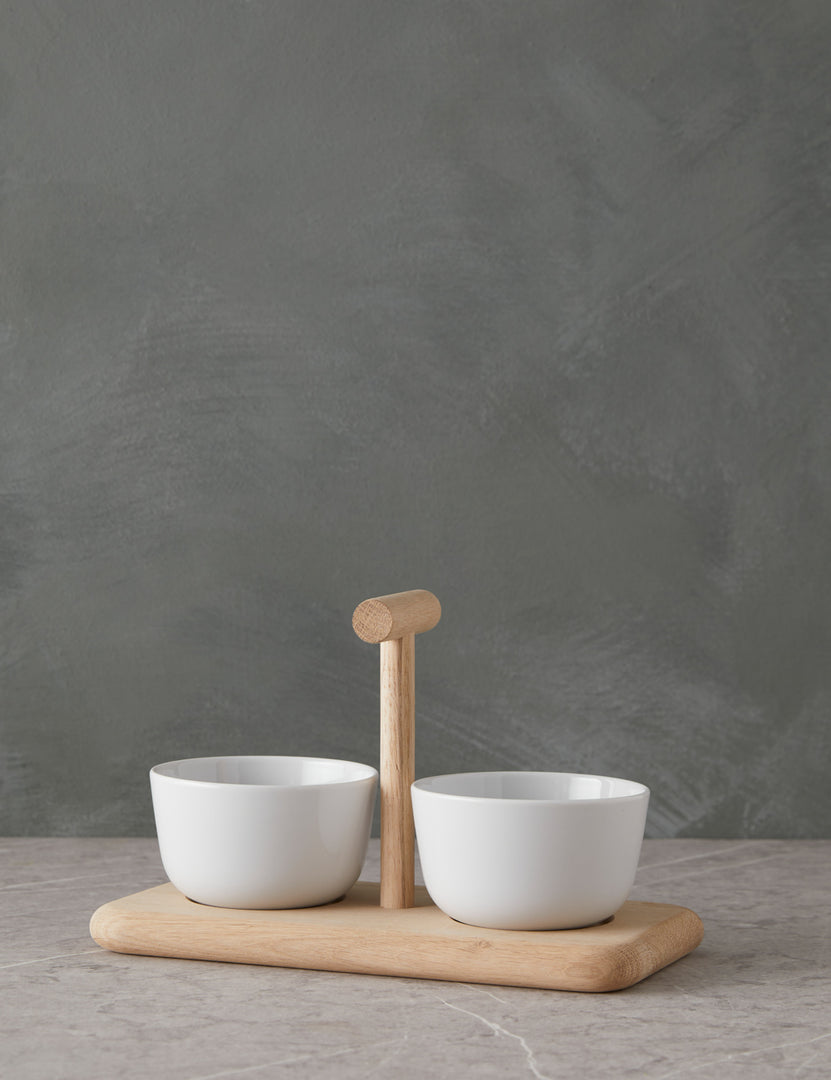 Dine Duo Condiment Set + Oak Base by LSA International