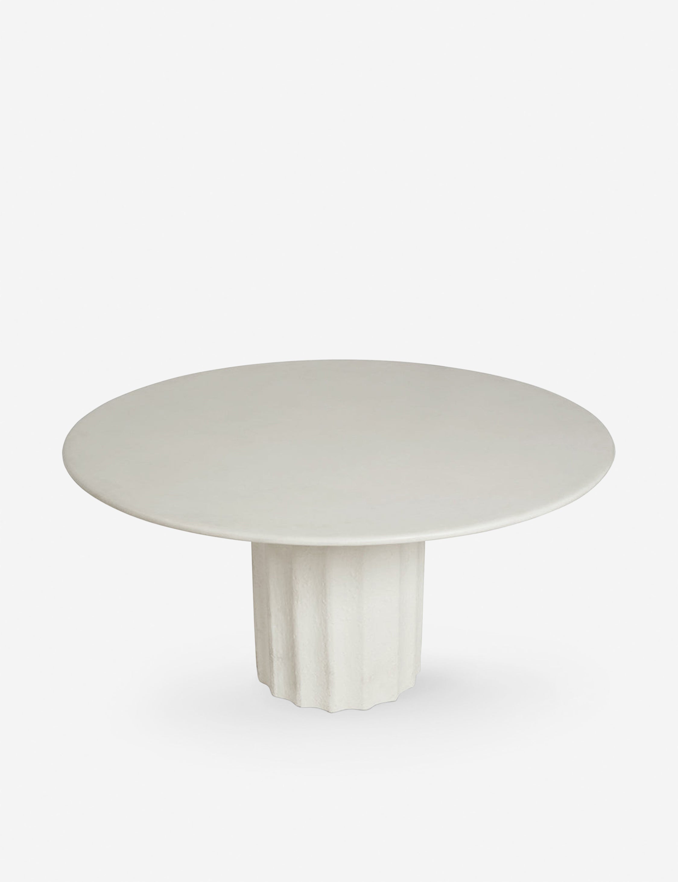 Downward view of the Doric white round dining table