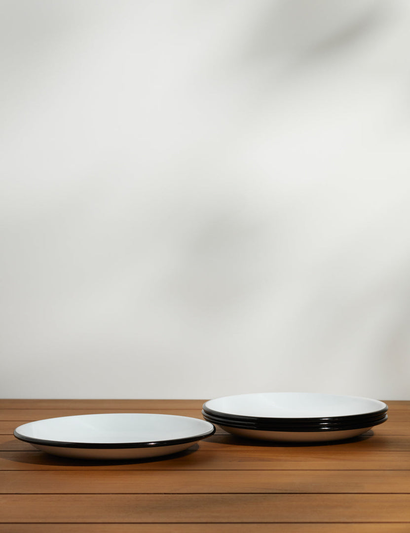 #color::black-rim | Enamelware Dinner Plate with black rim (Set of 4) by Crow Canyon