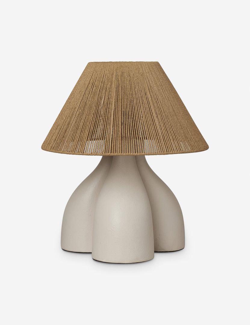 #color::gray | Gustav woven shade sculptural table lamp.
