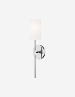 Jensine polished nickel slim sconce with cylindrical shade