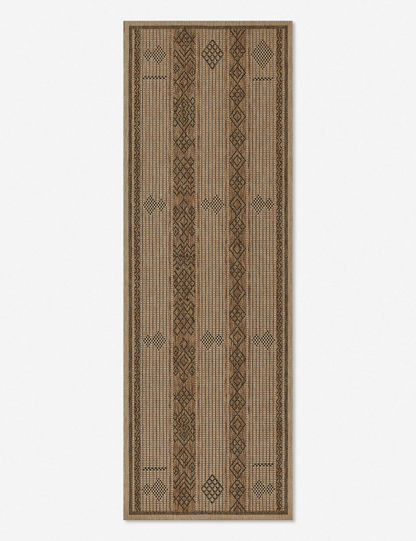 #size::2-7--x-7-6- | The Ember brown patterned flatweave indoor and outdoor rug in its runner size