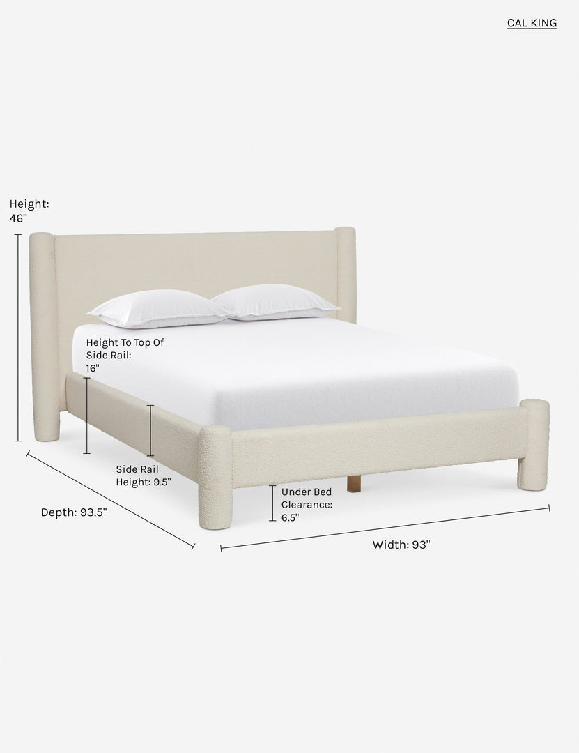 #color::ivory-boucle #size::cal-king | California king dimensions of the Ivory Boucle Hyvaa Bed by Sarah Sherman Samuel