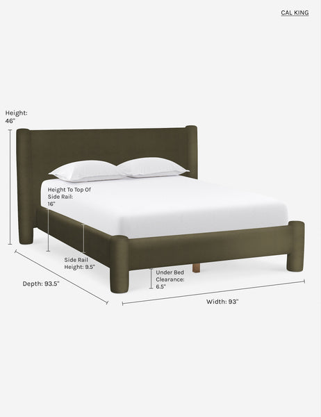 #color::loden-velvet #size::cal-king | California king dimensions of the Loden Velvet Hyvaa Bed by Sarah Sherman Samuel