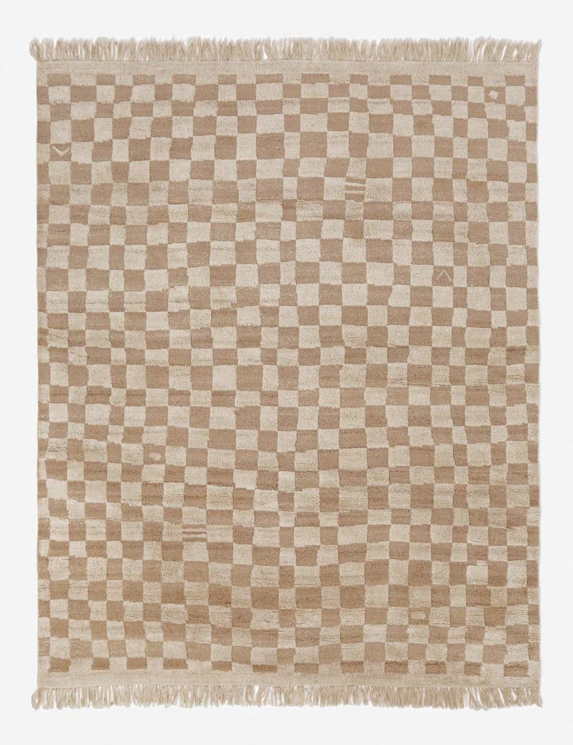#color::natural #size::2-6--x-8- #size::6--x-9- #size::8--x-10- #size::9--x-12- #size::10--x-14- #size::12--x-15- | Irregular beige checkerboard rug by Sarah Sherman Samuel