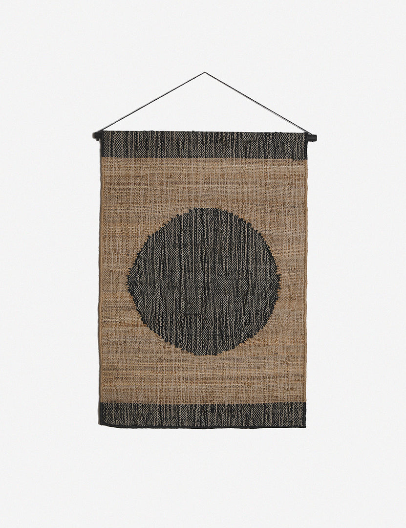 | Katlee black and natural flat weave Wall Hanging with circle in the center