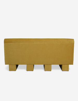 Back of the Lena Goldenrod Velvet armless sofa