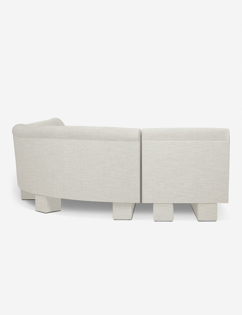 #color::Natural-Linen #configuration::right-facing #size::142-W | Rear view of the side of the Lena right-facing natural linen sectional sofa with upholstered beam legs.