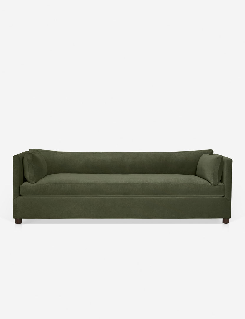 #color::moss-velvet | Lotte shelter-style Moss Green Velvet Sofa with a deep seat