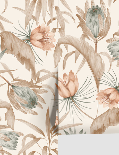 #color::natural | Natural-toned Tropical Wallpaper by Rylee + Cru featuring an exotic, botanical scene