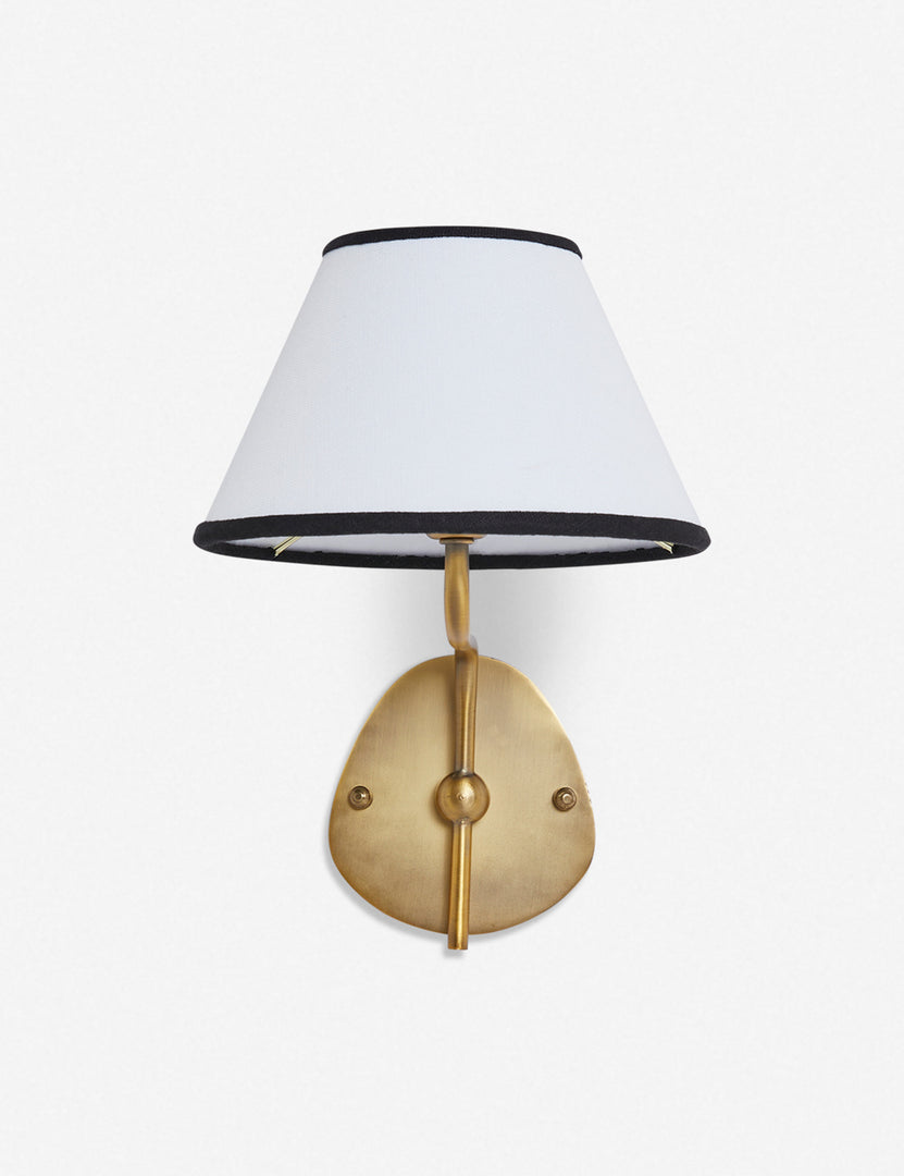 #color::black-trim #finish::brass | Straight on view of the Magdalene brass single sconce