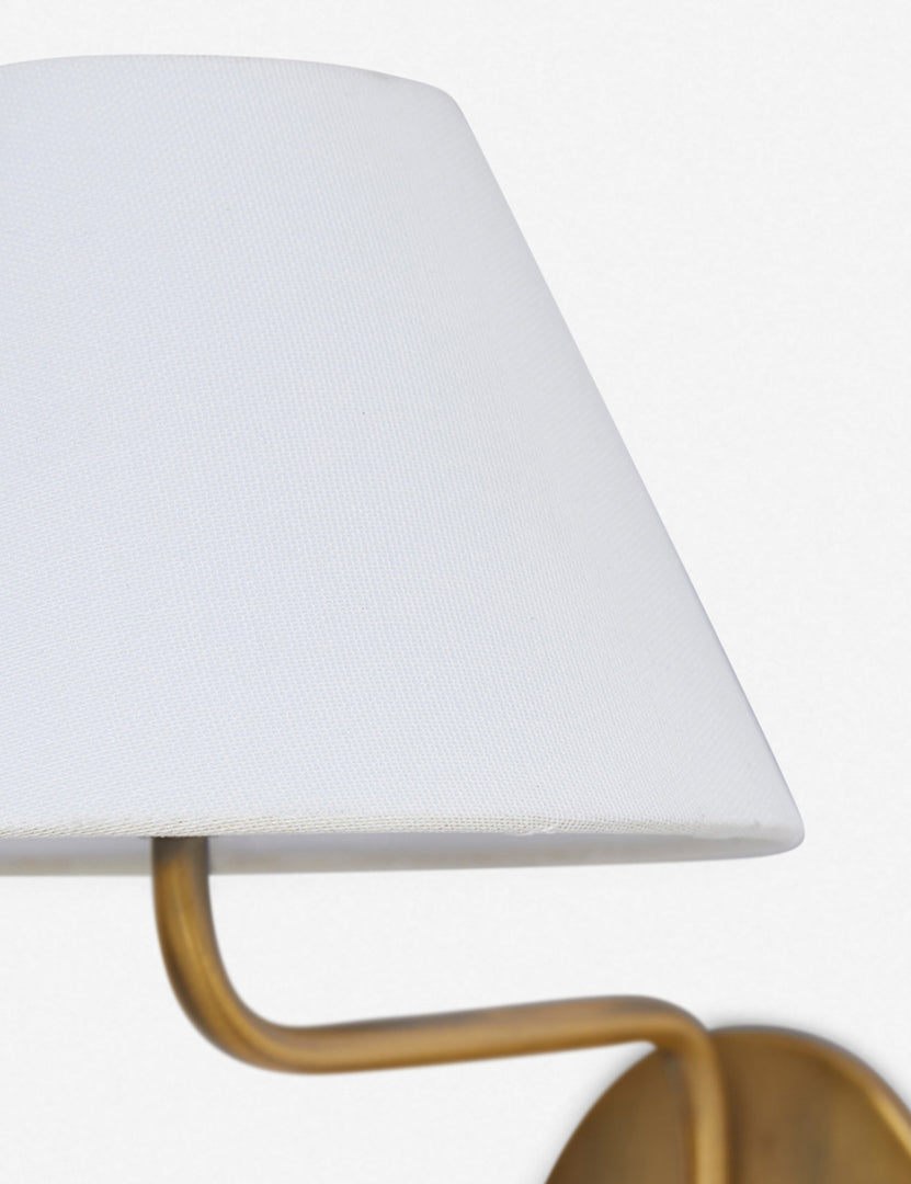 #color::white #finish::brass | Close up of the Magdalene brass single sconce