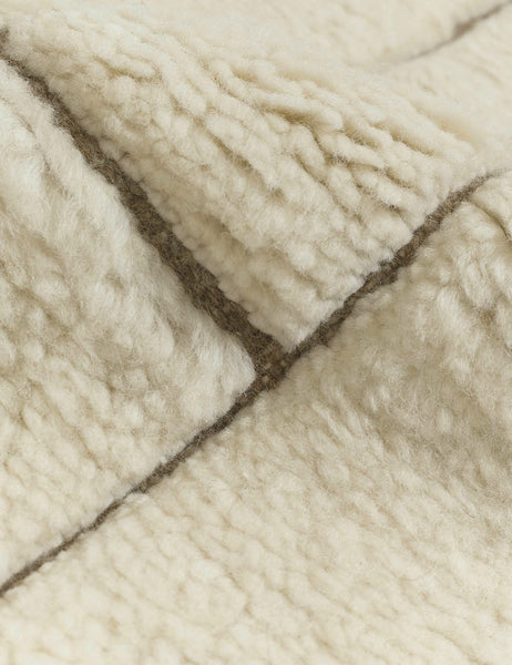 #size::6--x-9- #size::8--x-10- #size::9--x-12- #size::10--x-14- #size::12--x-15- | Close-up of the tufting on the Maleena cream hand-knotted wool and cotton area rug with abstract line tufting