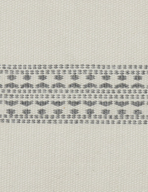 White traditional design on the Marchesa natural and agate gray indoor and outdoor pillow