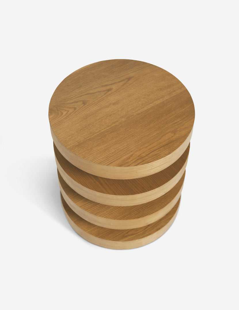 #color::natural | Downward view of the Pentwater Four-Tiered Natural Round Side Table