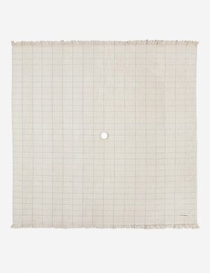 Cream pop check cotton beach blanket with an umbrella hole by business and pleasure co