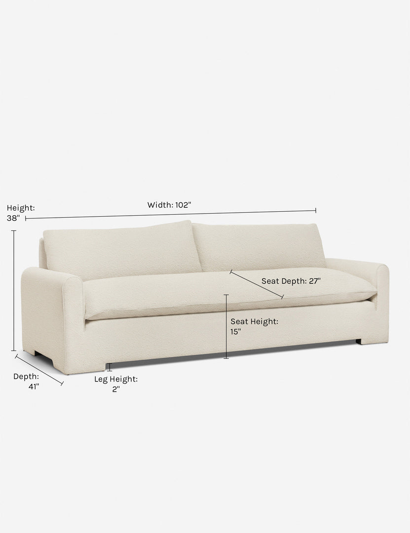 #color::Ivory-Boucle #size::103-W | Dimensions on the Rupert Ivory Boucle sofa