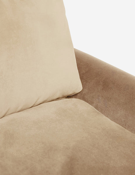 #color::Brie-Velvet #size::103-W | Inner corner of the Rupert Brie Beige Velvet sofa