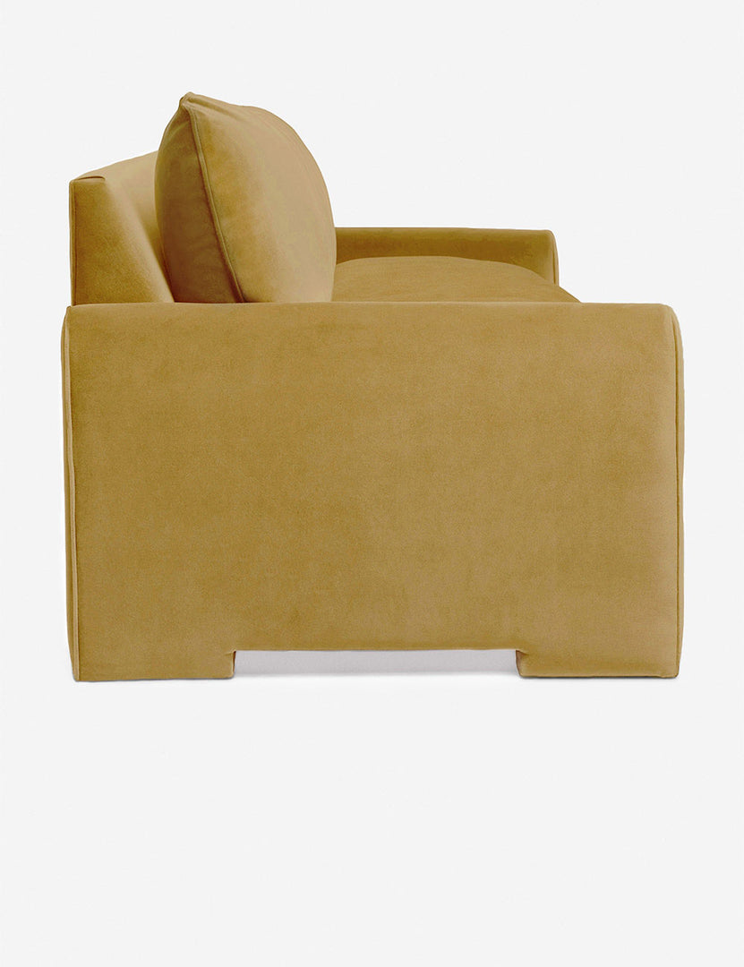 #color::Goldenrod-Velvet #size::103-W | Side of the Rupert Goldenrod Velvet sofa