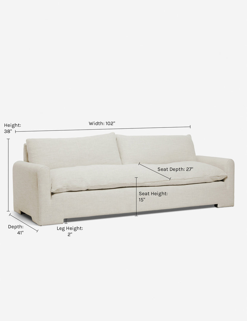 #color::natural-linen #size::103-W | Dimensions on the Rupert Natural Linen sofa