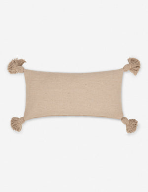 Sami terracotta lumbar pillow with pom poms