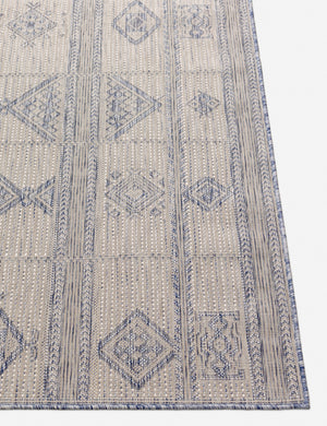 Close-up of the Yamina blue indoor and outdoor rug