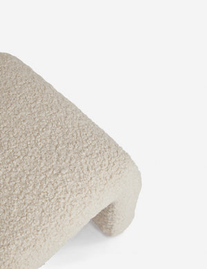 Upper angled view of the Tate Cream Boucle stool
