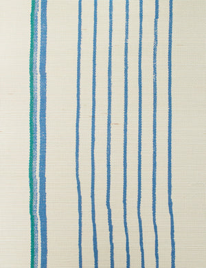Two Tone Stripe Grasscloth Wallpaper By Nathan Turner, Sea Green Blue Swatch