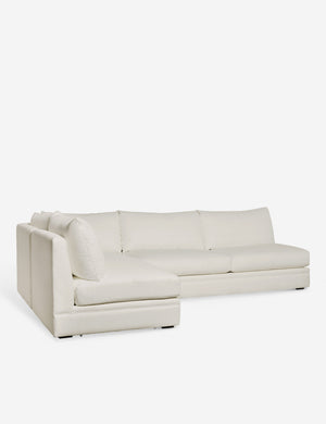 Angled view of the Winona Ivory Performance Fabric armless left-facing sectional sofa
