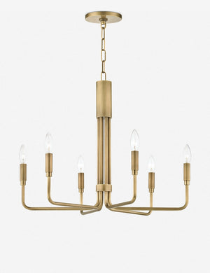 Alexane aged-brass six light Chandelier with candelabra-style bulbs