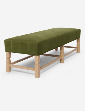 Angled view of the Ambleside Jade green velvet bench