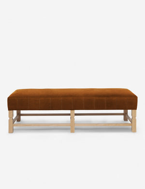 Angled view of the Ambleside Cognac velvet bench