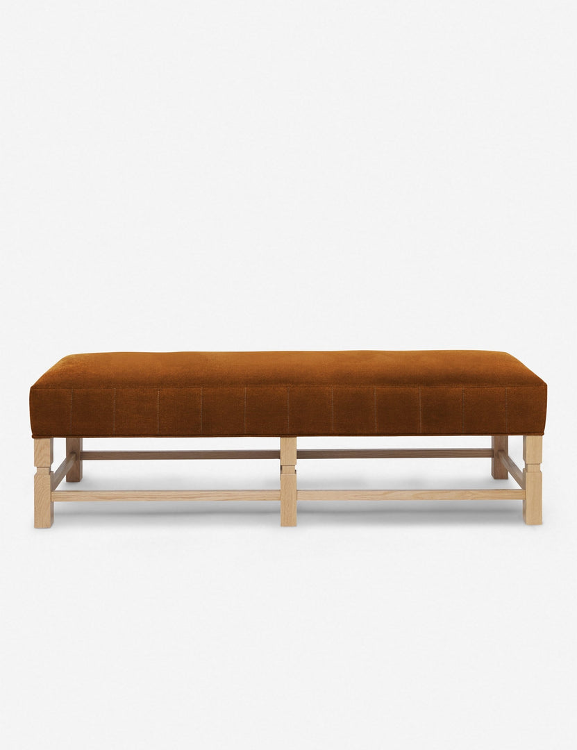 #color::cognac | Angled view of the Ambleside Cognac velvet bench