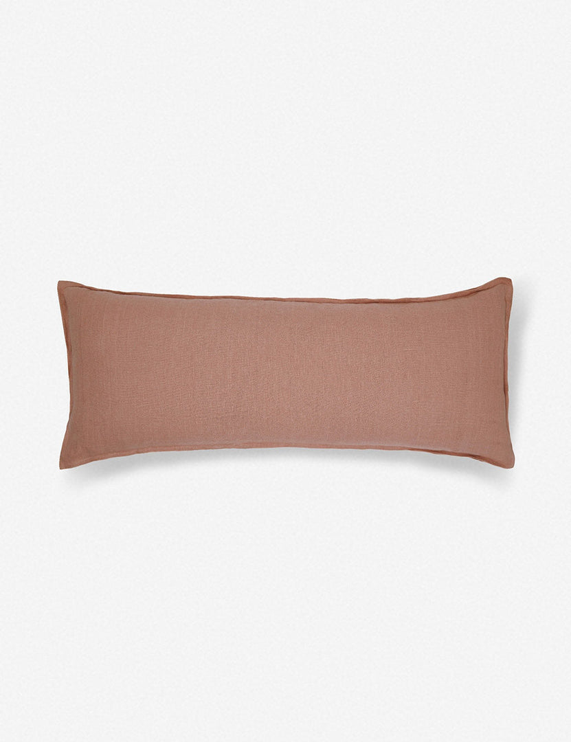 #color::terracotta #style::extra-long #fill type::with-feather-down-insert #fill type::pillow-cover-only | Arlo Terracotta flax linen solid long lumbar pillow