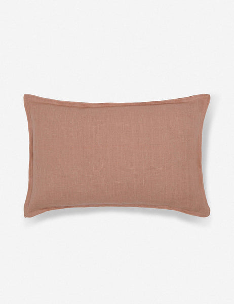 #color::terracotta #style::lumbar #fill type::with-feather-down-insert #fill type::pillow-cover-only | Arlo Terracotta flax linen solid lumbar pillow