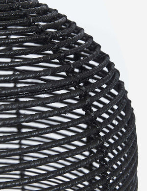 Close up of the woven jute material on the Beehive black jute woven pendant light