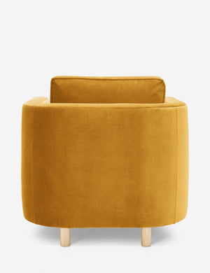 Back of the Belmont goldenrod velvet accent chair