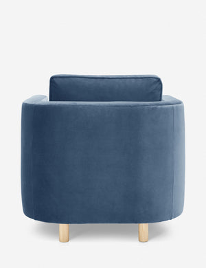 Back of the Belmont Harbor blue velvet accent chair