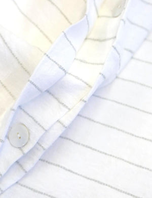 Close-up of the Blake white and ocean linen duvet by pom pom at Home