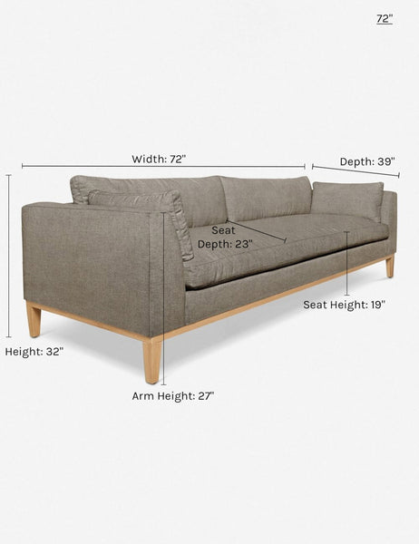 #color::flannel #size::6-w | Dimensions on the 72 inch Charleston Flannel Linen sofa