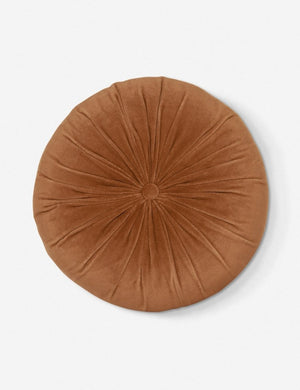 Monroe burnt orange velvet round pillow