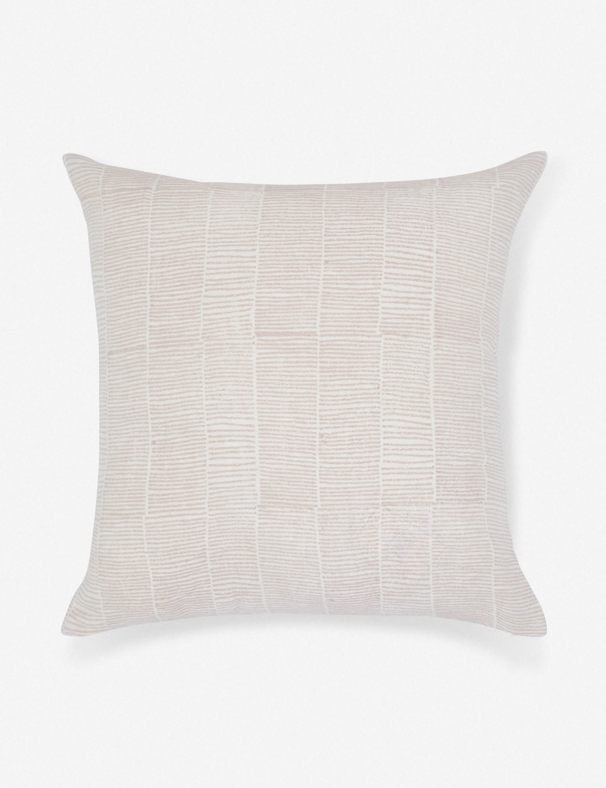#color::blush #style::square | Claudette ivory linen square pillow with a blush pink ragged striped pattern