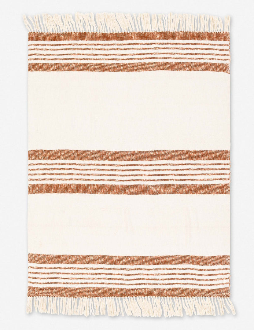 #color::cognac | Elulia woven two-tone cognac throw with fringed ends