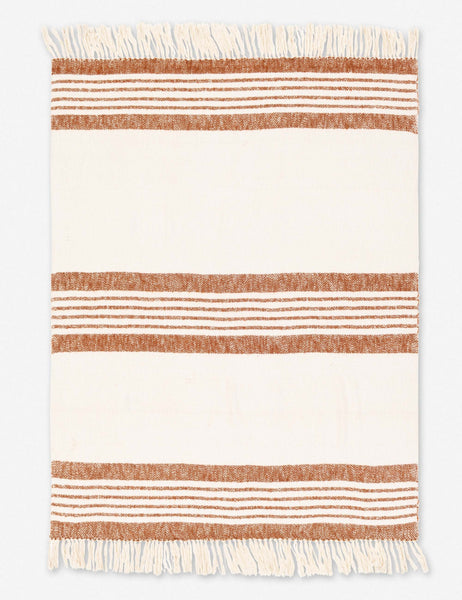 #color::cognac | Elulia woven two-tone cognac throw with fringed ends