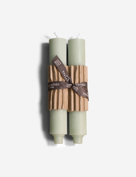 #color::sage | Cera Beeswax Column Candles by Greentree Home in sage green