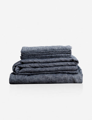 European Flax Linen indigo blue Sheet Set by Cultiver