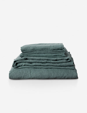 European Flax Linen bluestone Sheet Set by Cultiver